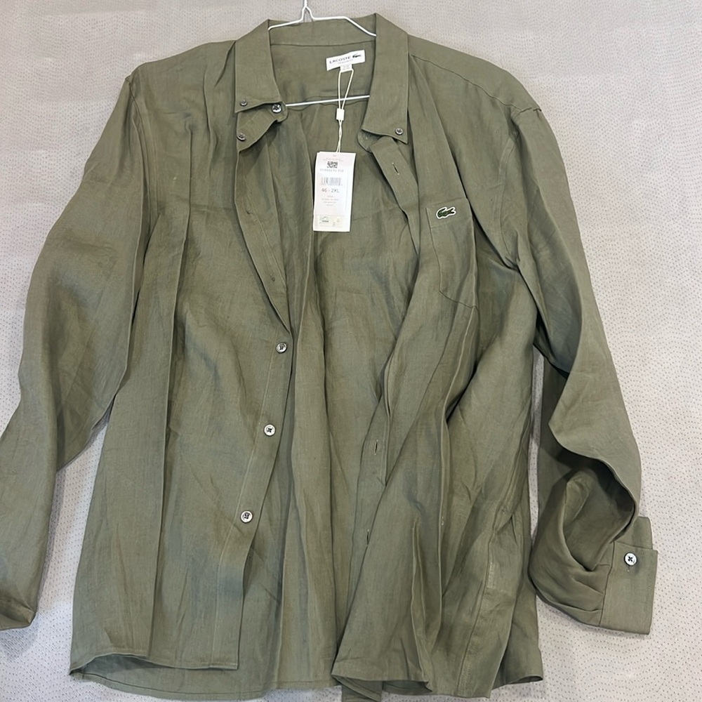 Men linen Lacoste button down shirt